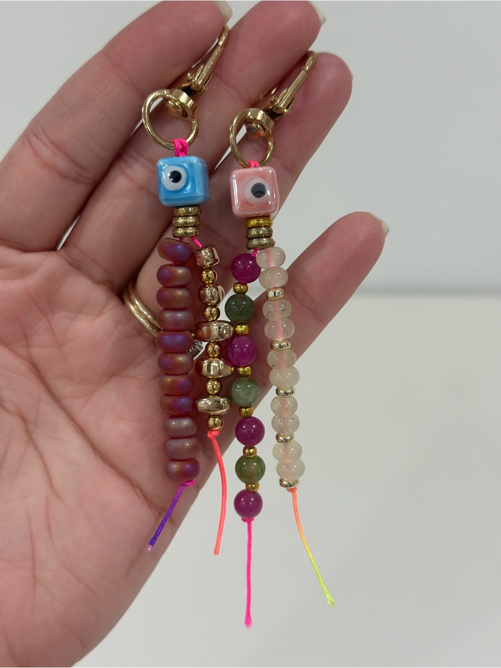 Handmade Colorful Beaded Evil Eye Keychain Bag Charm Set | Stanley Gift Trendy